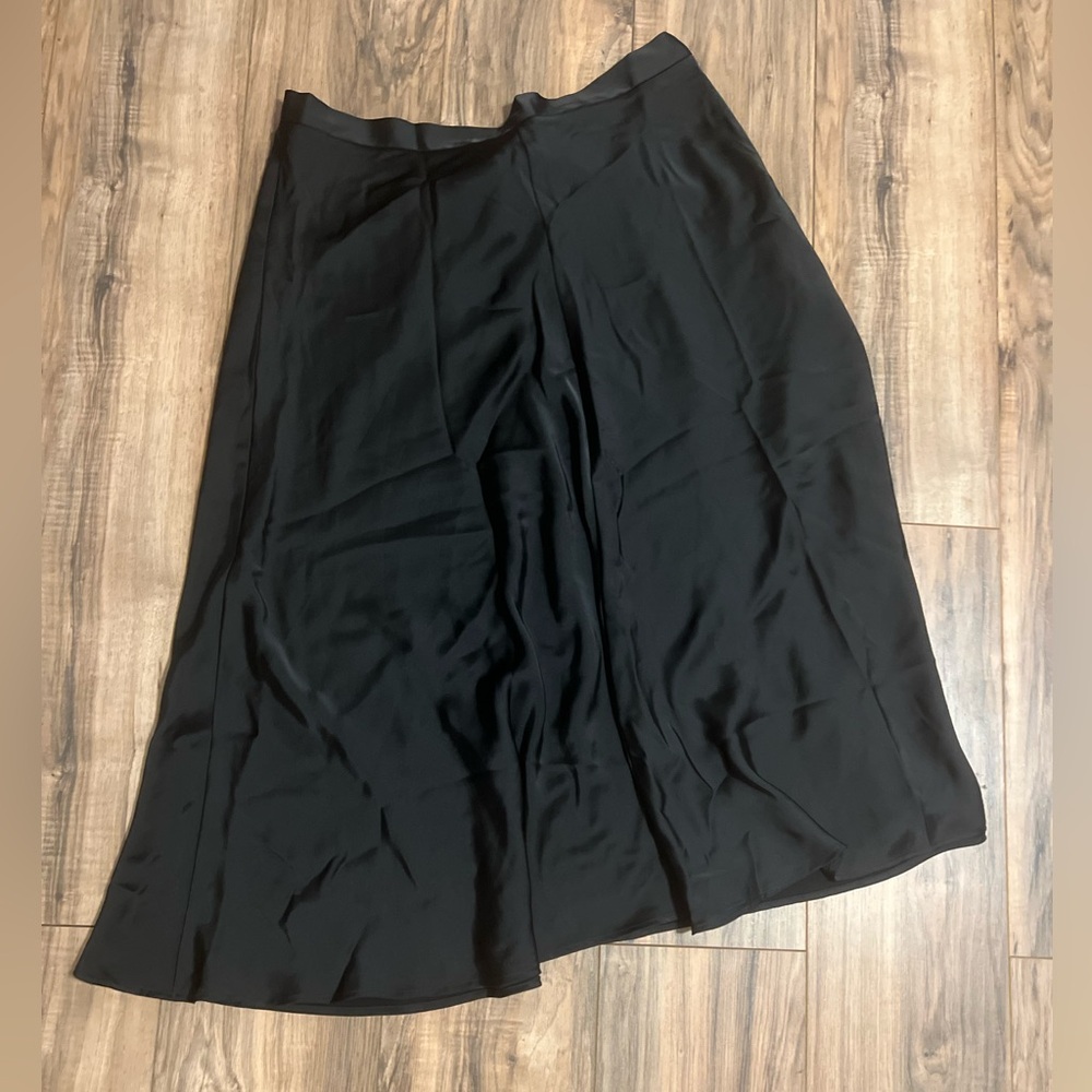 Banana Republic Satin Midi Skirt 18 Plus Black Slip Skirt Bias Cut Elegant - Picture 2 of 7